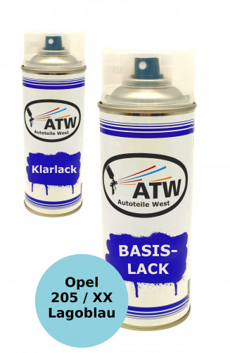 Autolack für Opel 205 / XX Lagoblau+400ml Klarlack Set